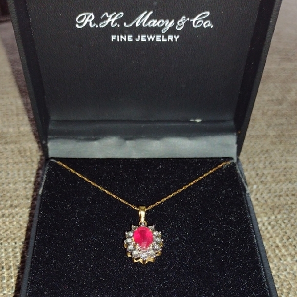 10k Ruby And Diamonds Necklace - Picture 2 of 10